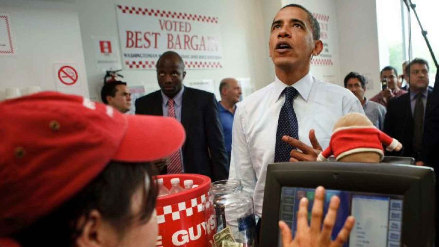 El expresidente Barack Obama, en un restaurante Five Guys (Getty images)
