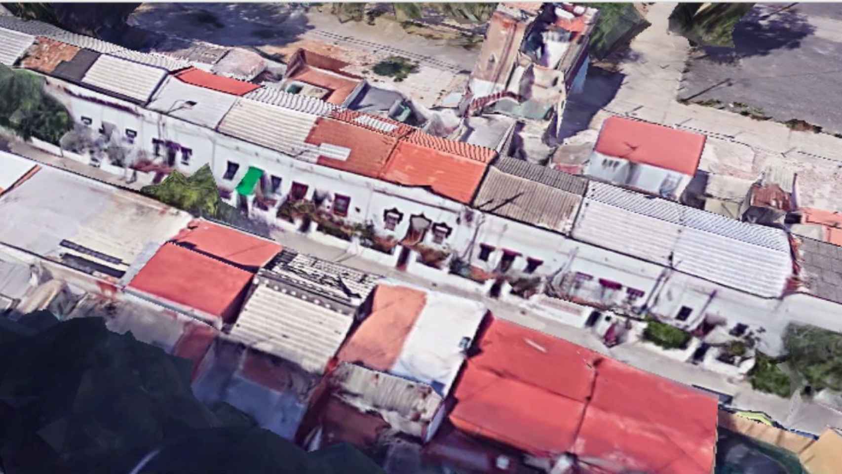 Vista aérea del sector de la Colònia Castells en el que residen las 15 familias que están pendientes de ser realojadas