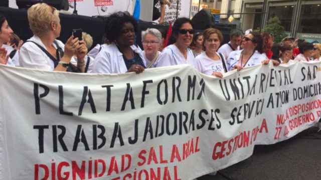 Mujeres de Sindihogar/Sindillar en la manifestación del pasado 27M / @sindihogar