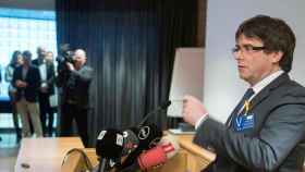 Carles Puigdemont, en la imagen durante su acto en Finlandia, ha sido detenido el domingo en Alemania / EFE MAURI RATILAINEN