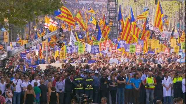 La manifestación reivindicativa en pro de la libertad de 'los Jordis' está prevista a las 12:30 en la plaza España / Agencias