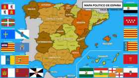 El mapa político de España en el que ya aparece la futurible comunidad autónoma de Tabarnia y su bandera / TABARNIA.ORG