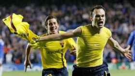 Iniesta celebrando el gol de Stamford Bridge / EFE