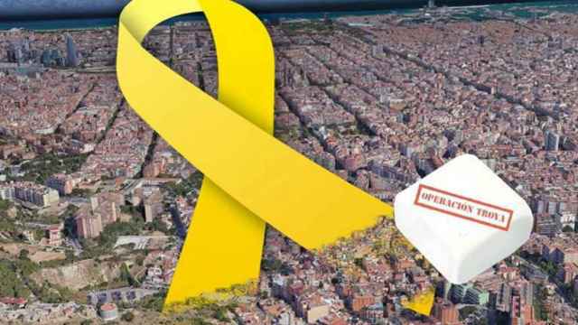 Cartel anunciador de la 'Operación Troya' para limpiar BCN de lazos amarillos