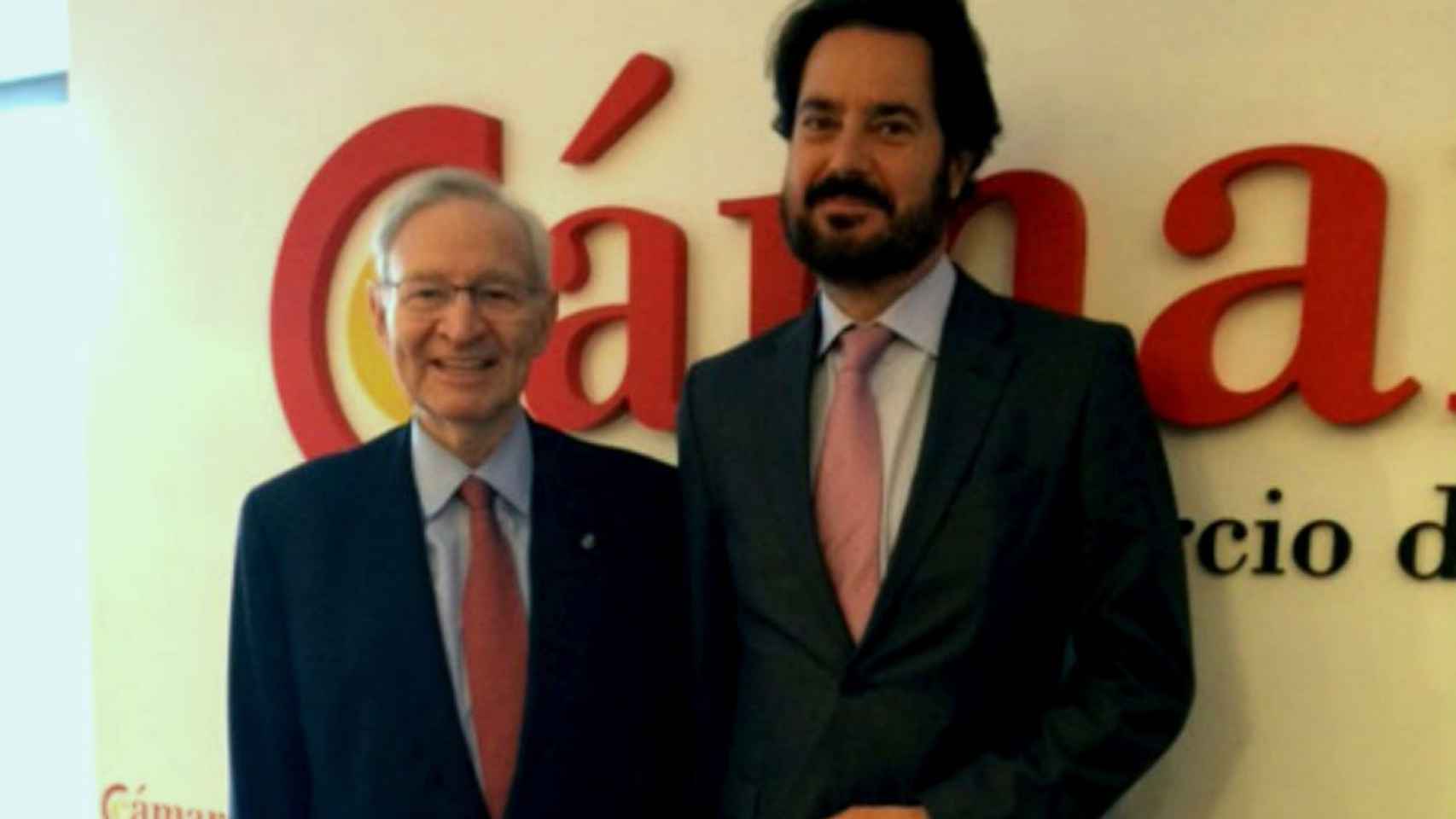 Miquel Valls y Sebastián Escarrer, juntos en la sede del comité español de la Cámara de Comercio Internacional / CCB