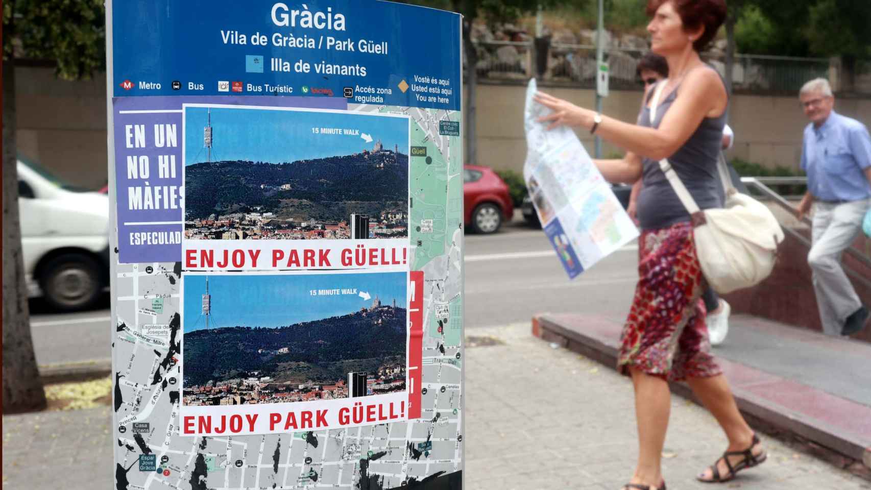¡Un cartel engaña a los turistas en Vallcarca!