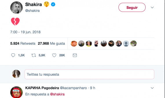 Shakira triste por el resultado de Colombia en el Mundial
