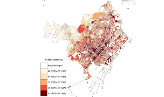 Mapa de Barcelona resultante del estudio sobre contaminación acústica / UVic-UCC