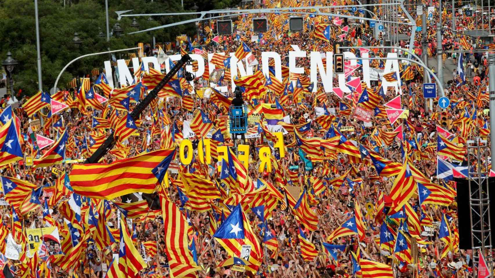 El 'procés' independentista asusta al empresariado catalán. En la imagen, manifestación por el 1-O / Archivo