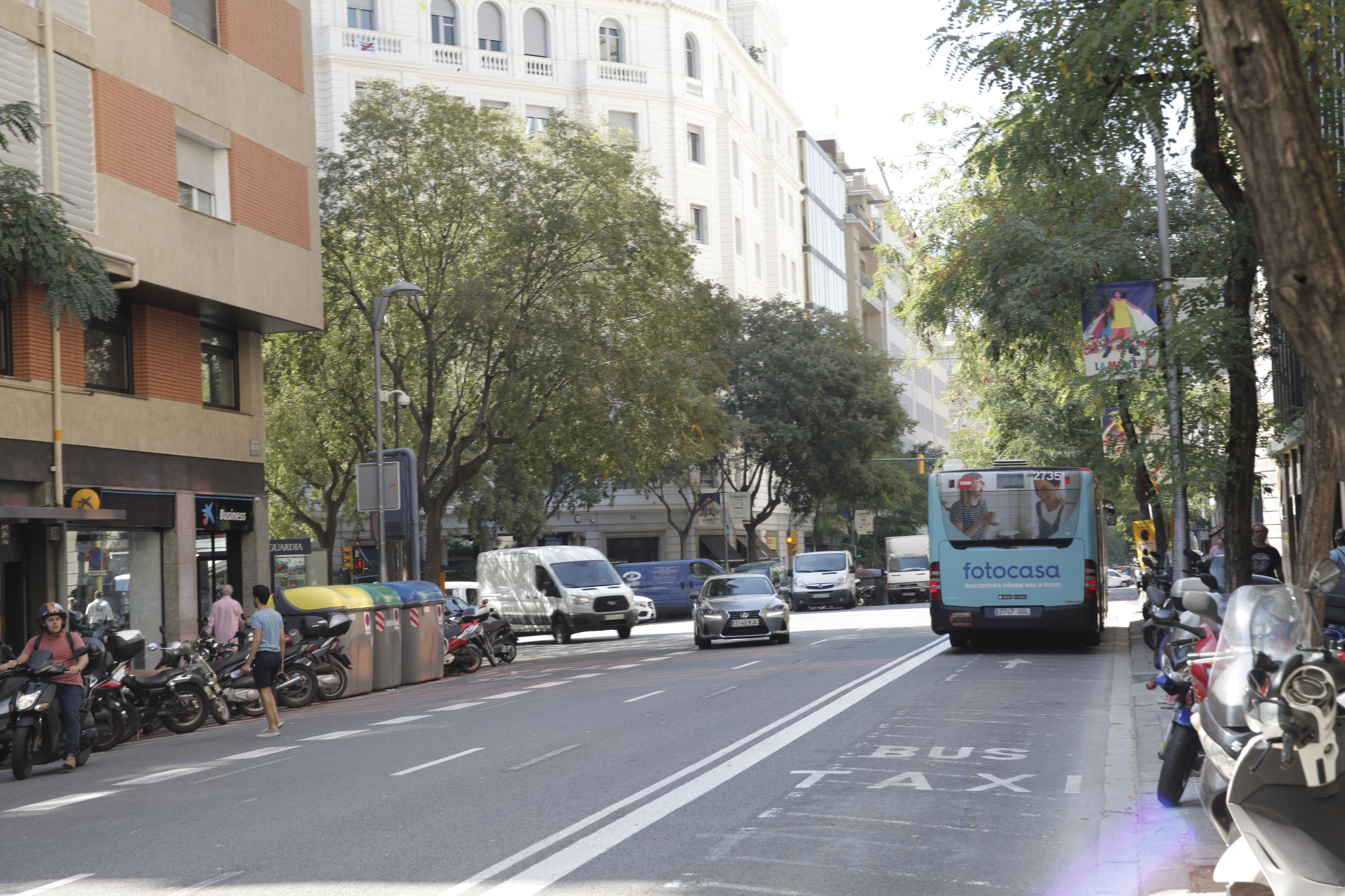 Carril bus de Travessera de Gràcia con Balmes, en Barcelona / JORDI ROMERO