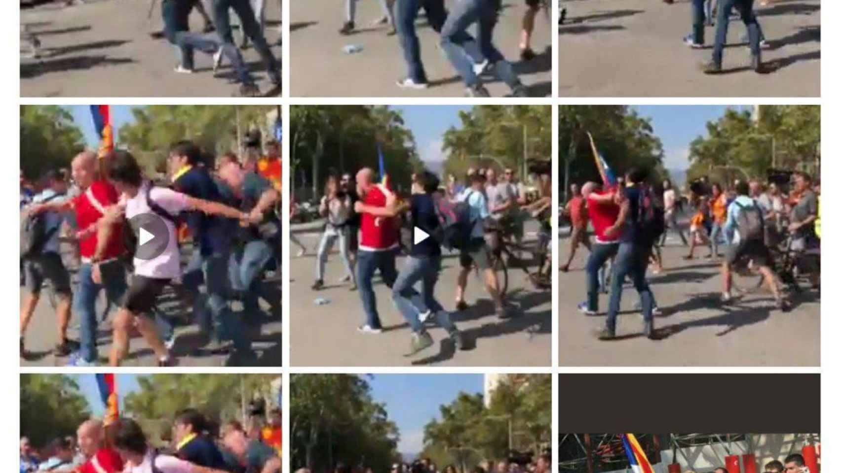 Imagen secuenciada de la agresión a un miembro de Jusapol por parte de independentistas