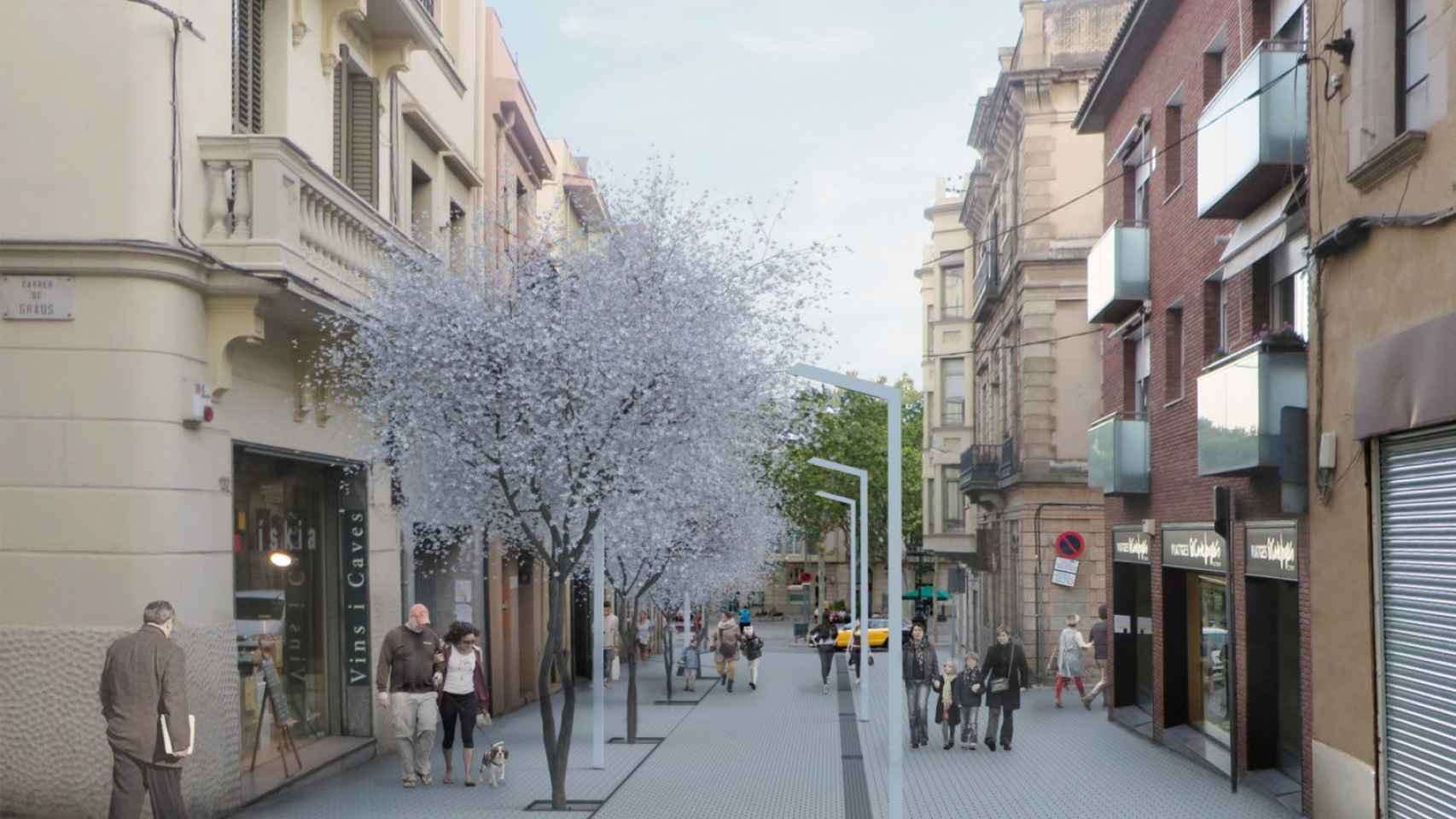 Proyección del Ayuntamiento de cómo quedará la calle de Major de Sarrià