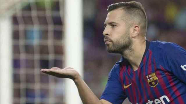 Jordi Alba celebra un gol con el Barça, esta temporada / Agencias