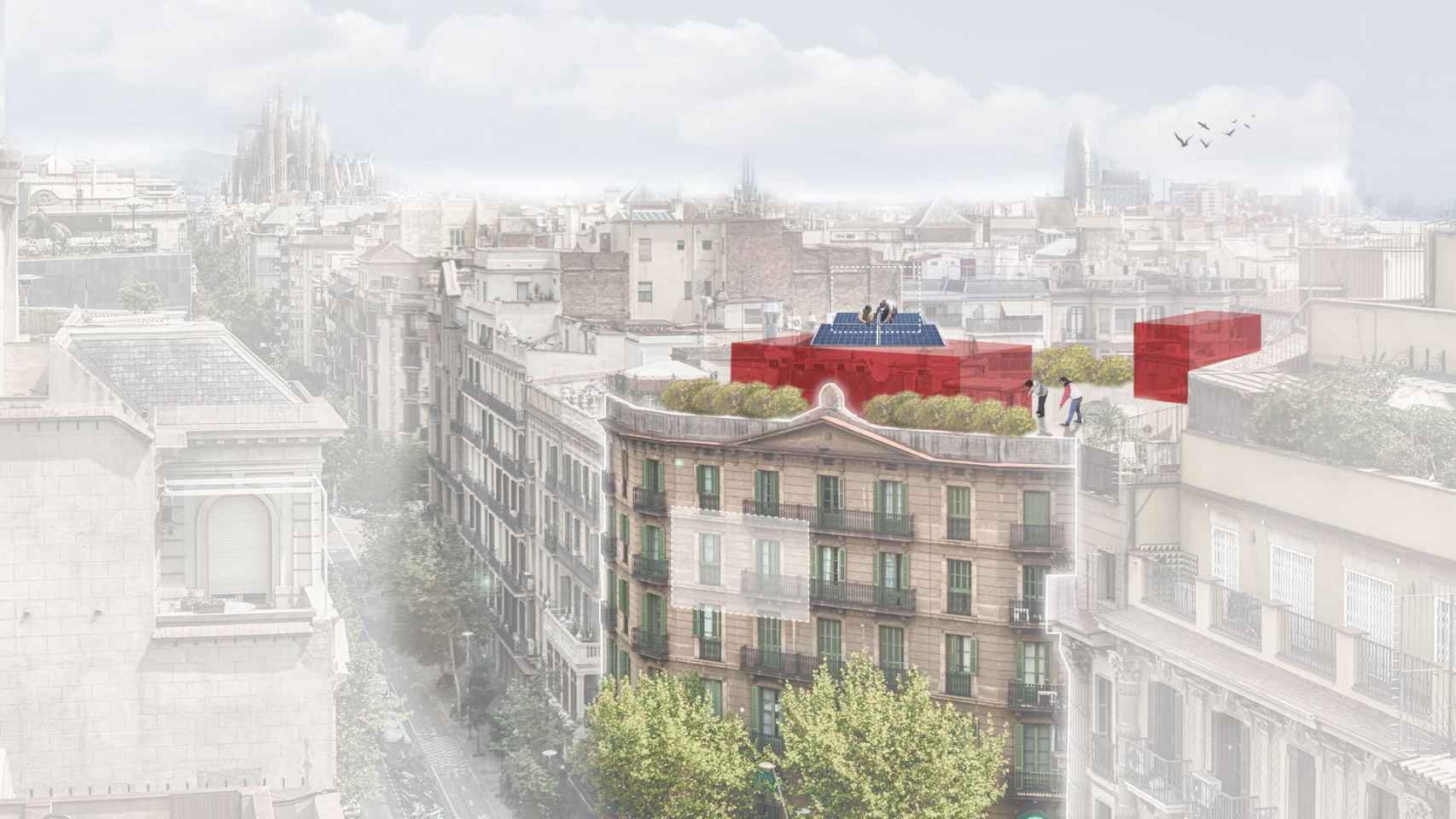 Imagen de un piso sobre una azotea de Barcelona propuesto por Jaume Collboni / PSC