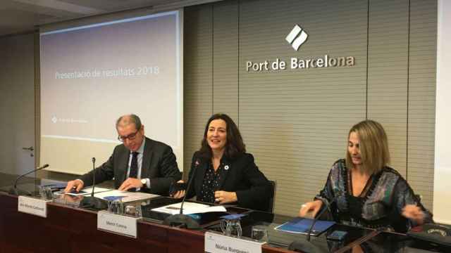 Merce Conesa, en el centro, ha presentado el resultado económico del Port en 2018 / CR