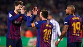 Los jugadores del Barça celebrando un gol contra el Valladolid / EFE