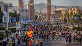 Manifestantes republicanos contra la visita del Rey en Barcelona / EUROPA PRESS