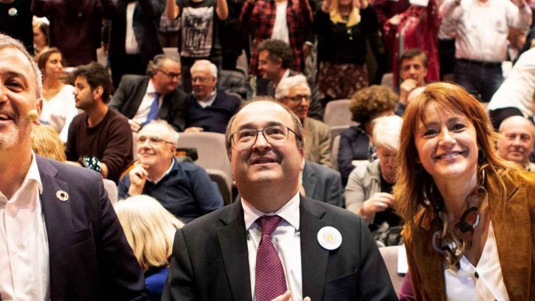 Jaume Collboni, junto con Miquel Iceta y Laia Bonet, en un reciente acto del PSC / EFE