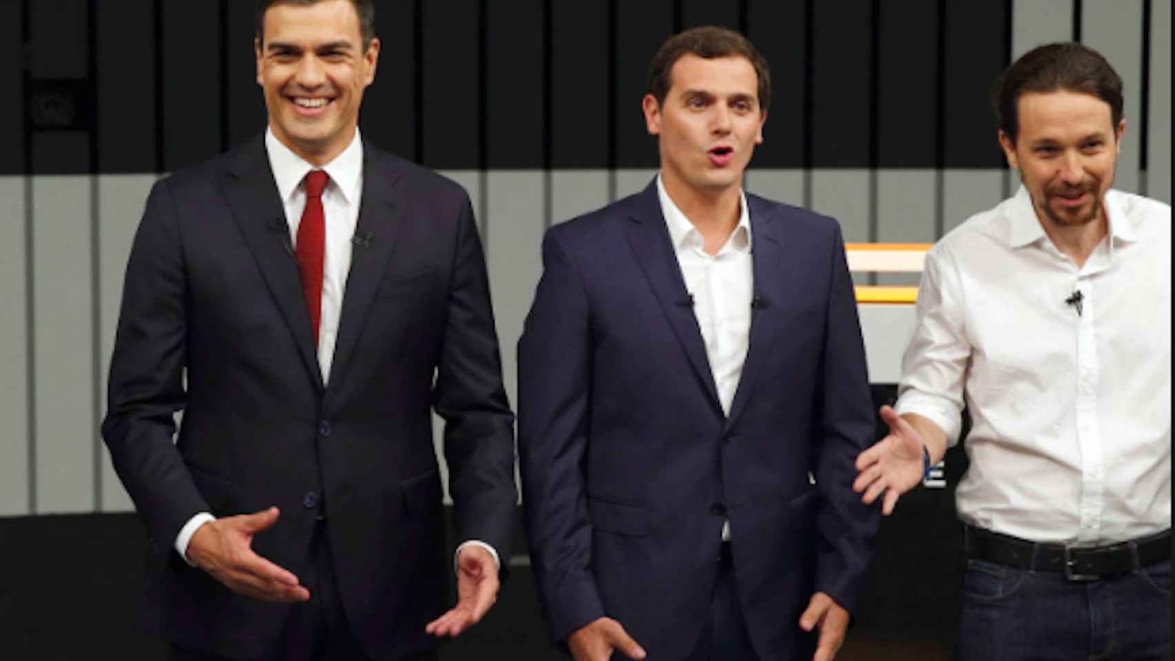Una imagen de archivo de Pedro Sánchez, Albert Rivera y Pablo Iglesias durante un debate electoral / EFE