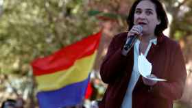 Ada Colau, en un mítin político de su formación, en Barcelona