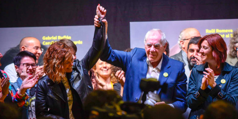 Elisenda Alamany y Ernest Maragall celebrando la victoria de ERC en las elecciones generales del 28A / TWITTER