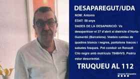 Buscan a un hombre desaparecido en Horta-Guinardó / MOSSOS D'ESQUADRA