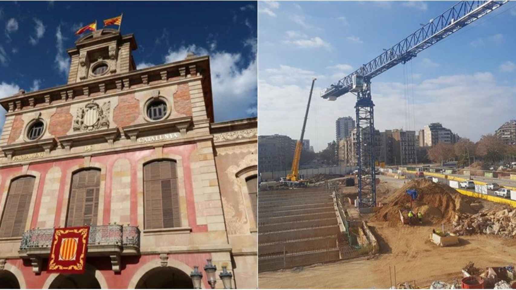 Fotomontaje del edificio del Parlament, en la Ciutadella, y las obras de la plaza de les Glòries / EUROPA PRESS