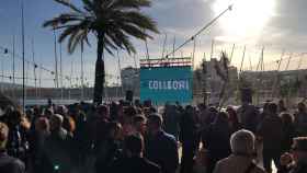Algunas decenas de personas presentes en el acto de Compromís per Barcelona en apoyo a Collboni / COMPROMÍS PER BARCELONA