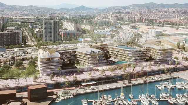 Vista panorámica de la playa del Fòrum de Barcelona