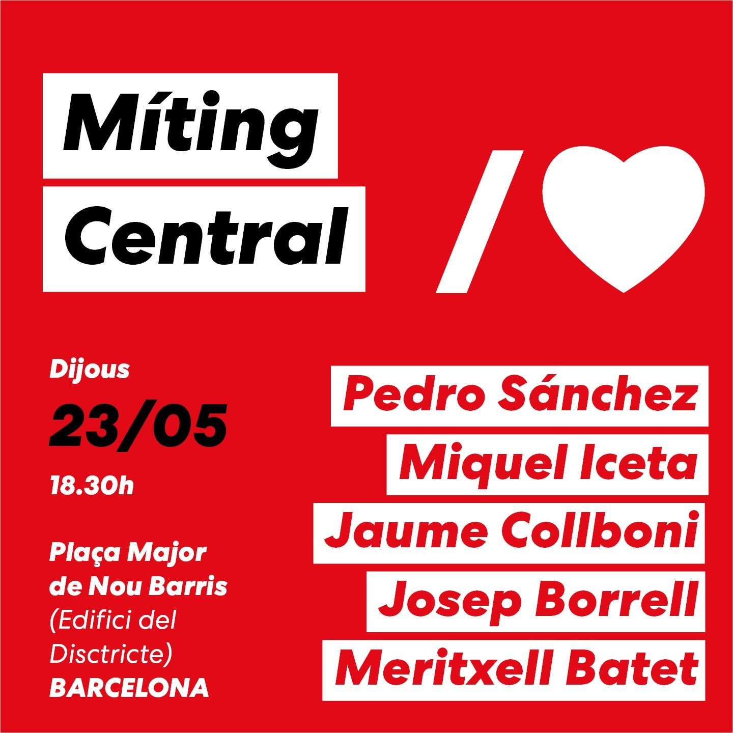 Cartel del mitin central del PSC en Barcelona / PSC