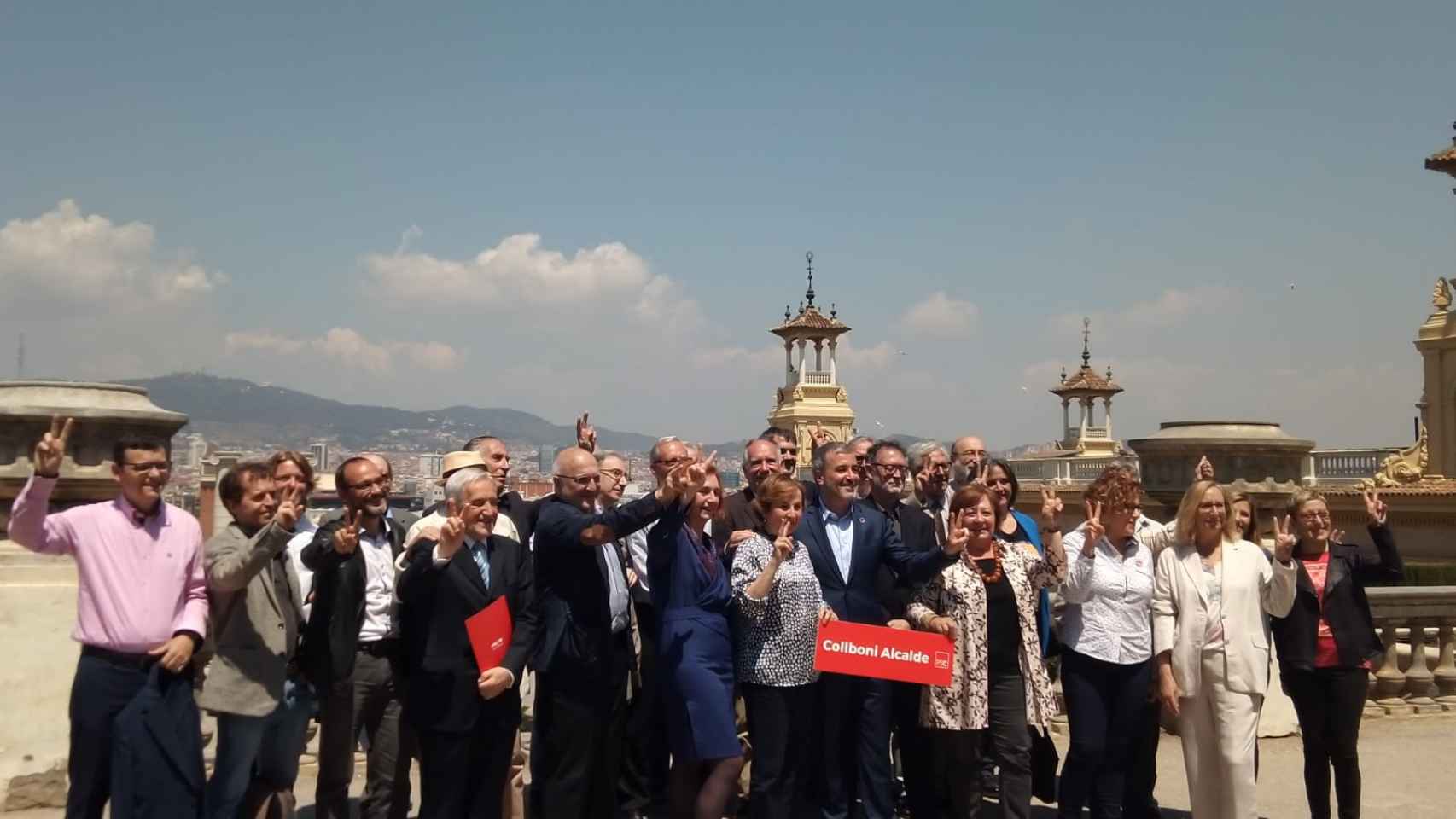 Algunos de los regidores que han firmado el manifiesto de apoyo en Montjuïc / PSC