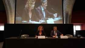 Marta Felip y Xavier Coronas en el pleno de la Cámara de Comercio de Barcelona / EP