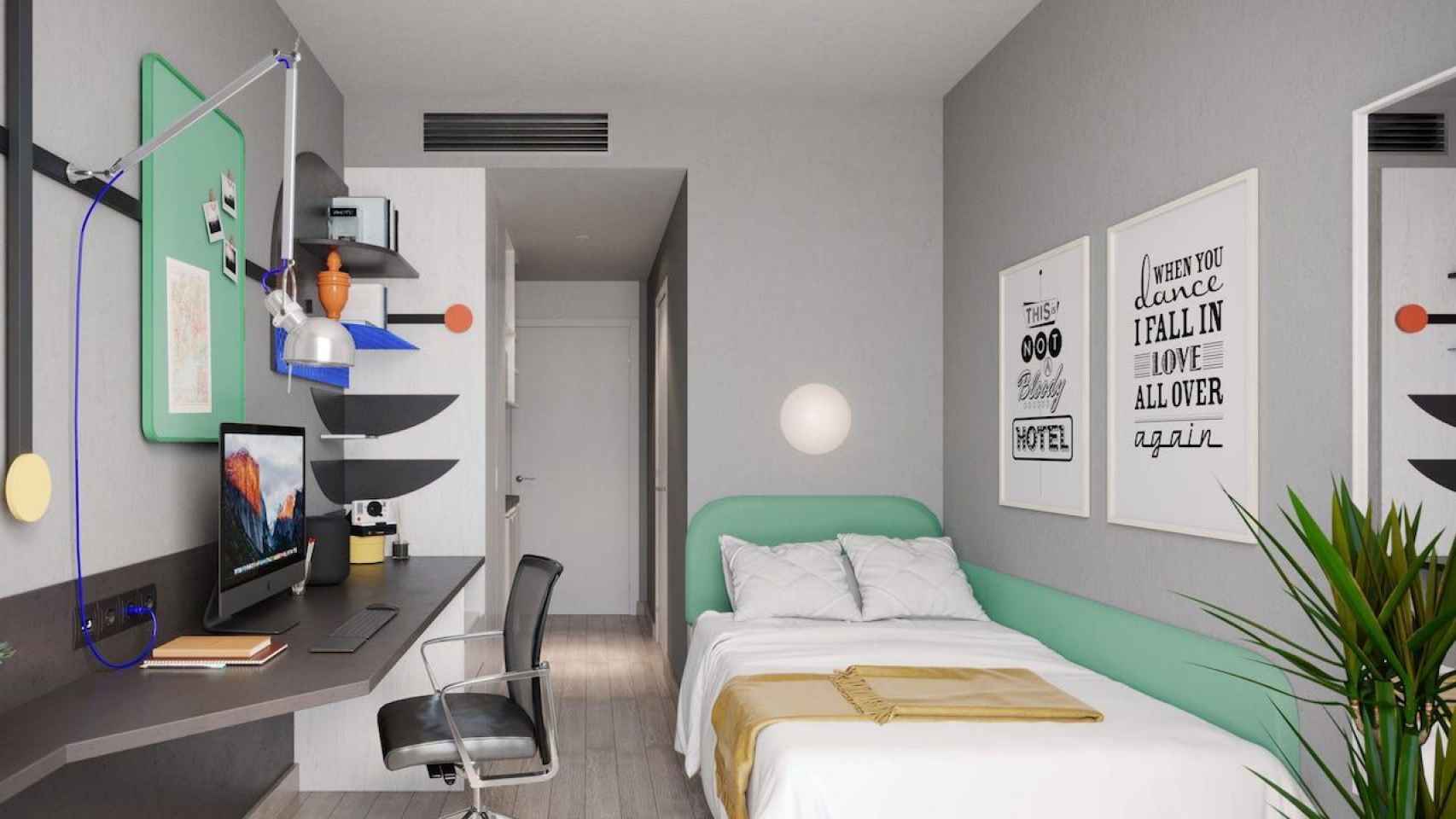 Imagen de la habitación básica de la residencia Aleu, que cuesta 1.300 euros / RESIDENCIA ALEU