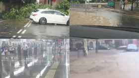 Distintas imágenes de afectaciones de la lluvia en Barcelona.