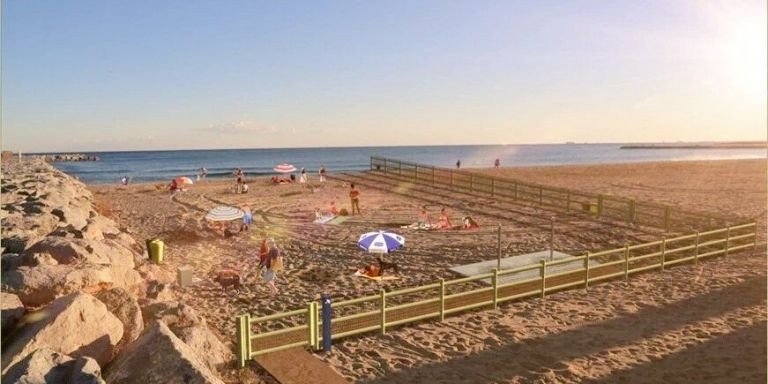 El tramo de la playa de Levante destinado a los perros / ANIMALS DEL MARESME