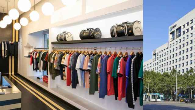 Tienda Fred Perry en el Born y panorámica del centro comercial Illa Diagonal, en Barcelona