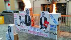 Fotografías de los líderes políticos de Barcelona quemados por la formación anticapitalista CUP / CUP Horta-Guinardó