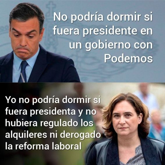 Meme de Pedro Sánchez y Ada Colau difundido por los canales de BComú / MA