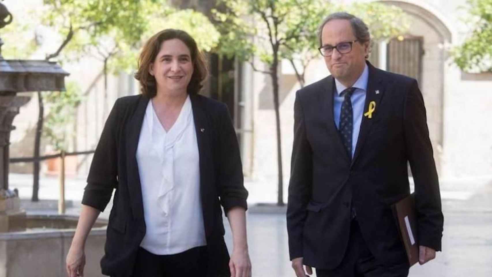 La alcaldesa de Barcelona, Ada Colau, junto al presidente de la Generalitat, Quim Torra, en una imagen de archivo / EFE