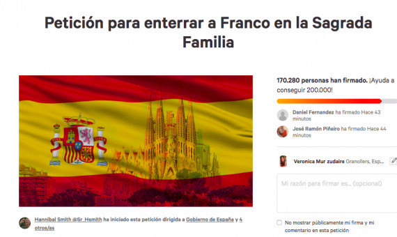 Petición de enterrar a Franco en la Sagrada Familia / CHANGE.ORG