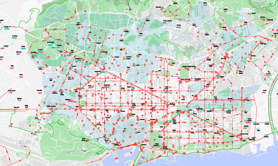 Mapa de la actual red de carriles bici / AYUNTAMIENTO DE BARCELONA