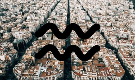 Signo del horóscopo acuario sobre el Eixample de Barcelona / BMAGAZINE