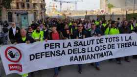 Imagen de archivo de una protesta de los trabajadores de TMB contra el amianto / ARCHIVO CEDIDA