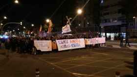 Los manifestantes independentistas, en la Meridiana / TWITTER @catalaMaulet