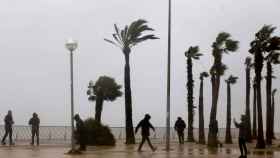 Una imagen de la playa de la Barceloneta durante el paso del temporal 'Gloria' / EFE