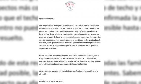 Primera circular del AMPA de la guardería Jesús-María Tamarit / METRÓPOLI ABIERTA