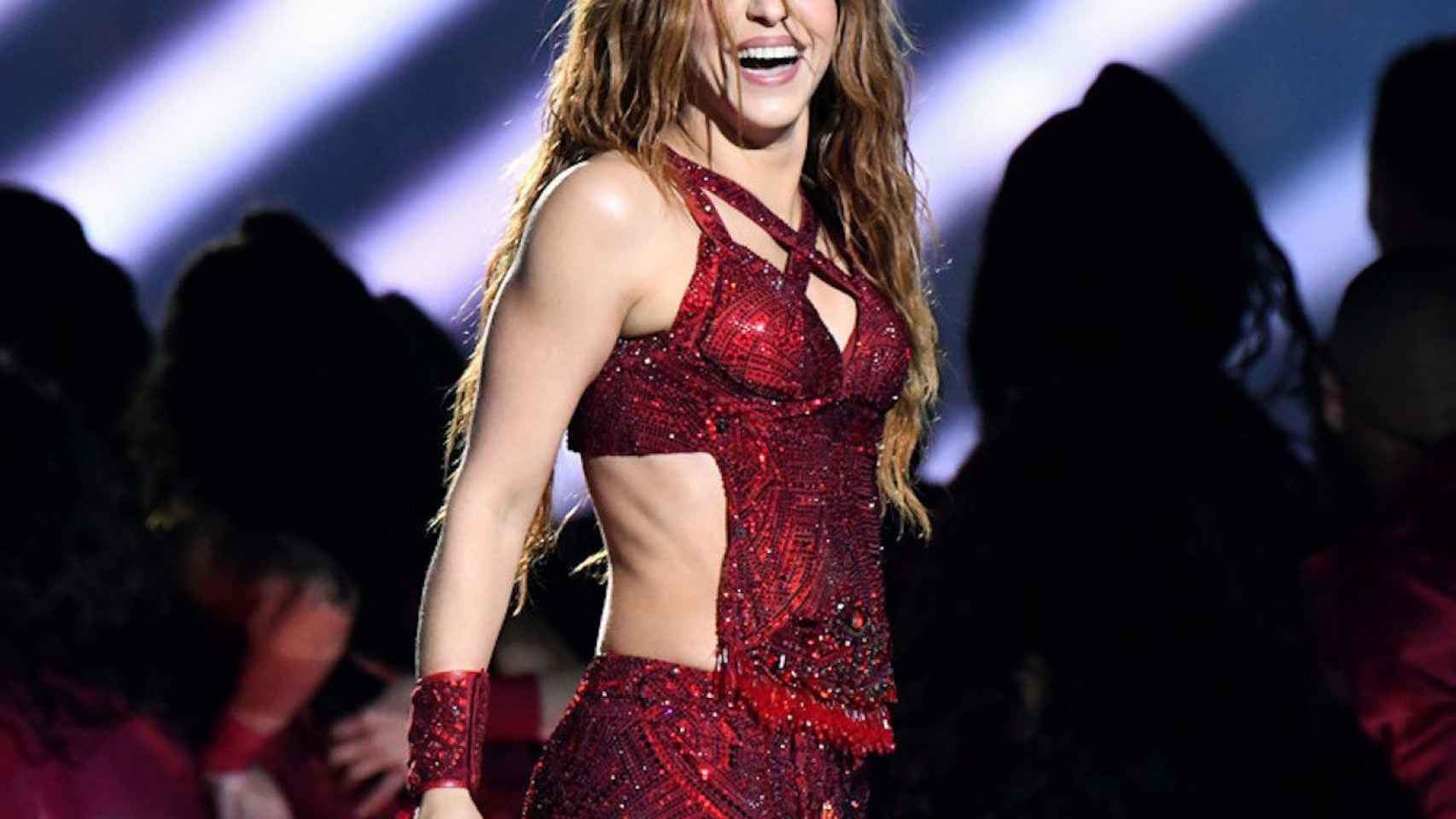 Shakira en su actuación en la Superbowl