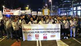 Manifestación de los trabajadores de Nissan este martes en la avenida Diagonal / TWITTER