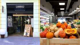 Entrada del supermercado barcelonés OBBIO y su interior