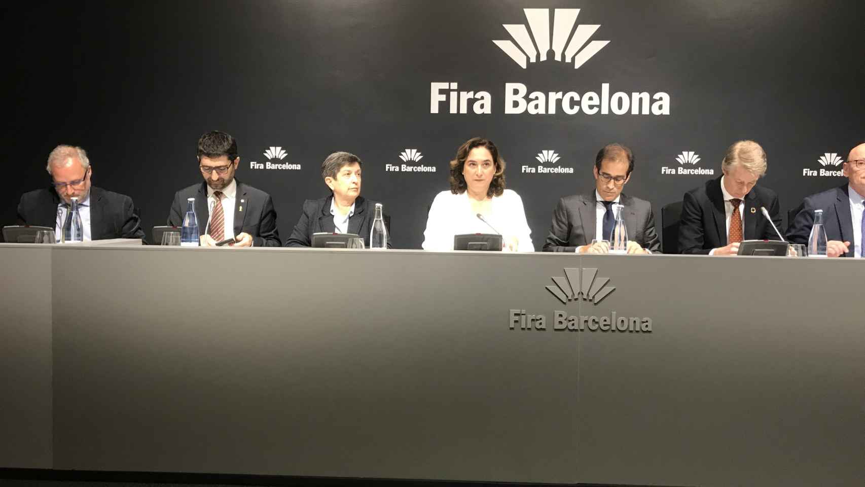 Imagen de la rueda de prensa de este jueves con todas las autoridades en Fira de Barcelona / DF